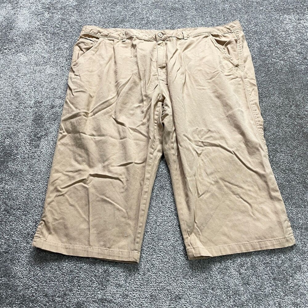 Woman Within Capri Pants Womens Plus 30W Tall Natural Fit Brown Khaki Crop 48x21